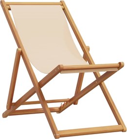 vidaXL Scaun de plajă pliabile, bej, lemn masiv eucalipt și țesătură