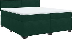 vidaXL Pat box spring cu saltea, verde închis, 200x200 cm, catifea