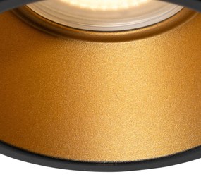 Set van 6 moderne inbouwspots zwart met goud GU10 50mm IP44 - Dept