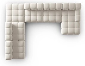 Colțar modular bej cu tapițerie din catifea (cu colț pe partea stângă /în formă de "U") Bellis – Micadoni