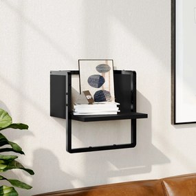 vidaXL Raft de perete cu bare, negru, 30x25x30 cm