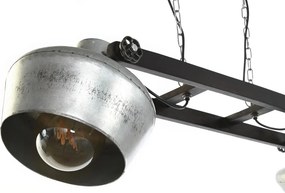 Lustră suspendată din metal și lemn de mango, gri și maro închis, cu 2 spoturi, 28 x 104 x 25 cm, „Souvigny”