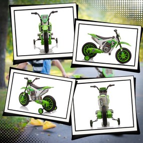 HOMCOM Motocicleta Electrica Copii 3-5 Ani 12V Baterie Recarregabil Rotite Verde | Aosom Romania