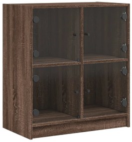 836384 vidaXL Dulap lateral cu uși din sticlă, stejar maro, 68x37x75,5 cm