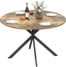 HOMCOM Masă rotundă pentru 4 persoane, masă de bucătărie în stil industrial cu picioare din oțel, pentru sufragerie, bucătărie, Maro rustic | Aosom Romania