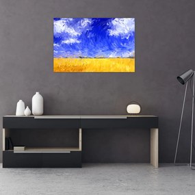 Tablou - Pictură în ulei, câmp auriu (90x60 cm)