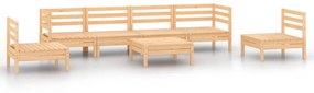 Set mobilier de gradina, 7 piese, lemn masiv de pin Maro, 1