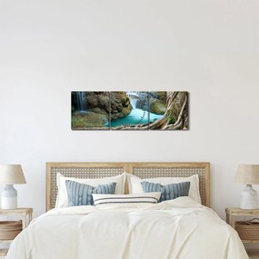 Tablou - Râu cu cascade (cu ceas) (90x30 cm)