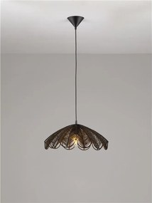 Lustra suspendata stil natural ratan negru FLARE