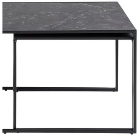 Măsuțe de cafea negru-mat 3 buc. cu blat cu aspect de marmură 60x120 cm Infinity – Actona