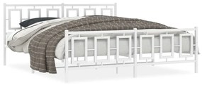374312 vidaXL Cadru de pat metalic cu tăblie de cap/picioare, alb, 180x200 cm