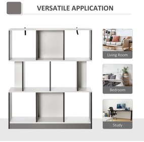 HOMCOM Bibliotecă Mobilă cu 8 Rafturi pentru Sufragerie și Dormitor, 100x24x124 cm, Gri Închis | Aosom Romania