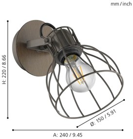 Eglo 98134 - Aplică perete spot SAMBATELLO 1xE27/40W/230V
