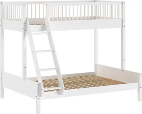Pat pentru copii alb supraetajat din lemn de fag cu somieră 140x200/90x200 cm Forrest – Vipack