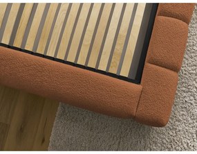 Pat matrimonial portocaliu tapițat cu spațiu de depozitare cu somieră 180x200 cm Denali – Bobochic Paris