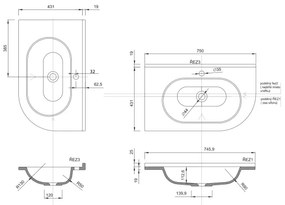 Sapho - Lavoar încastrat de colț PULSE 75x43 cm marmură/alb