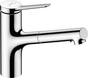 Baterie bucatarie cu dus extractibil Hansgrohe Zesis M33 crom lucios 2 tipuri de jet