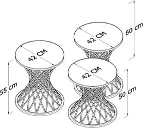 Set masuta de cafea,sticla, seria 259,Homs, 3 buc,5002-,alb si gold