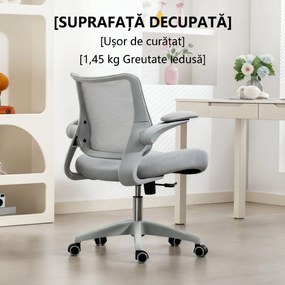 HOMCOM Scaun de birou ergonomic cu cotiere reglabile și tetieră, gri | Aosom Romania