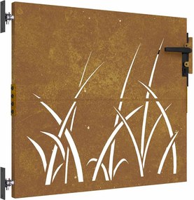 vidaXL Poartă de grădină 85x75 cm, oțel corten, design cu iarbă