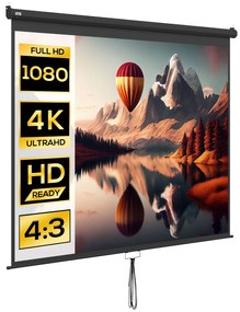 HOMCOM Ecran pentru Proiector 120 Inch Format 16:9/4:3 Reglabil, Ecran de Proiecție Compact, 244x183 cm, Negru | Aosom Romania