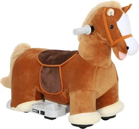 AIYAPLAY Cal Electric de Călărit, Jucărie pe Baterii cu Acoperire Lavabilă și Roți Silențioase, Maro | Aosom Romania