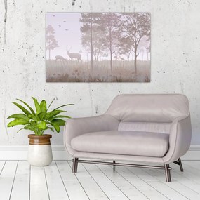 Tablou - Pădure,monocrom (90x60 cm)