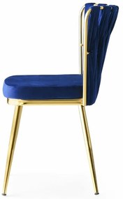 Set de scaune de sufragerie Kusakli Navy Blue andGold, 4 buc.