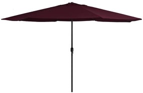 vidaXL Umbrelă de soare de grădină, stâlp metalic, roșu bordo, 390 cm