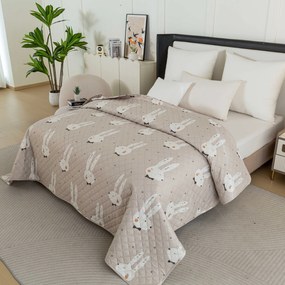 Cuvertura de pat cu model WHITE RABBIT, bej Dimensiune: 170 x 210 cm