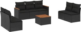 vidaXL Set mobilier de grădină cu perne, 8 piese, negru, poliratan