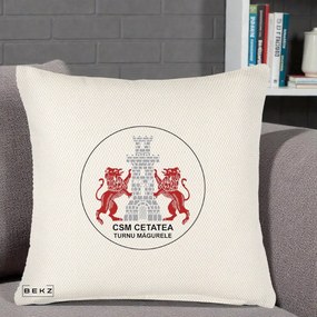 Perna Personalizata CSM Cetatea Turnu Magurele Fotbal, 40x40 cm, Crem Reliefat, Husa Detasabila, Perna Inclusa, BEKZ®