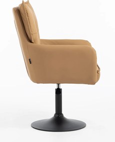 HR250N Scaun Piele Ecologică Premium Soft Culoare Caramel Bază Neagră