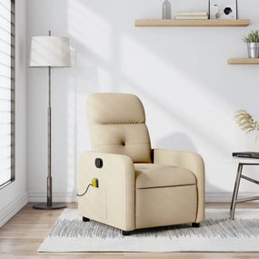vidaXL Fotoliu rabatabil de masaj, crem, material textil