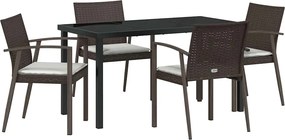 vidaXL Set de masă pentru grădină 5 pcs Maro și negru Ratan PE