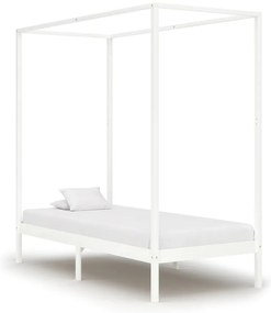 vidaXL Cadru pat cu baldachin, alb, 100 x 200 cm, lemn masiv de pin