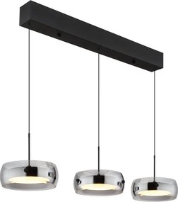Lustra LED reglabila cu 3 pendule sticla fumurie LIVION