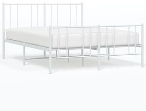 352548 vidaXL Cadru de pat metalic cu tăblie, alb, 140x200 cm