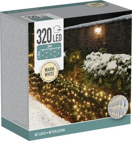 LED perdea de Crăciun pentru exterior 320xLED/230V 3x1,5 m IP44 alb cald