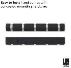 Cuier de perete gri din lemn masiv de plop Flip – Umbra