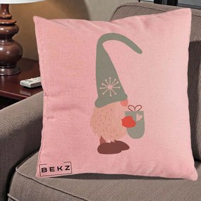Perna Decorativa Gnom Nordic cu Cana Calda Menta, 40x40 cm, Roz, Husa Detasabila, Perna Inclusa, BEKZ®
