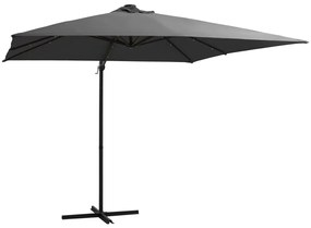 Umbrela suspendata cu LED, stalp din otel, antracit, 250x250 cm Antracit, 250 x 250 cm