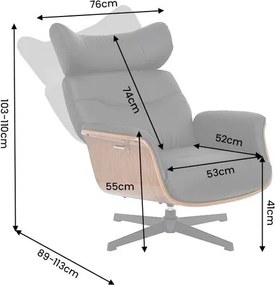 Fotoliu pivotant, functie relax, piele sintetica si furnir de nuc VOGUE