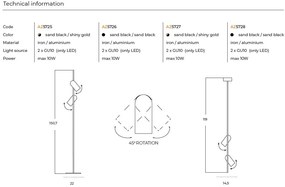Pendul cu 2 spoturi stil minimalist VIVI TOP 2 negru