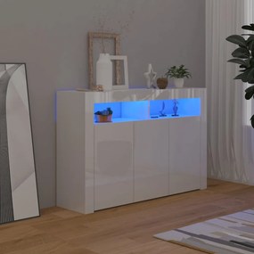 Servanta cu lumini LED, alb extra lucios,115,5x30x75 cm 1, Alb foarte lucios, 115.5 x 30 x 75 cm