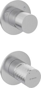 🚿 Baterie pentru duș încastrată SILIA HEXA, cu comutator – Finisaj oțel șlefuit – Cod BHS_F44P