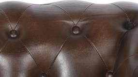 Fotoliu vintage din piele naturală maro închis, „Chesterfield"