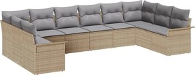 vidaXL Set de canapele pentru grădină 10 pcs Bej poliratan