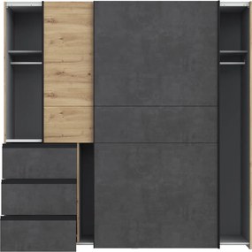 Dulap, stejar artisan/gri închis beton, VIOLO