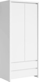 Dulap KASPIAN, alb, PAL, cu 2 usi si 2 sertare, 90x56x201 cm